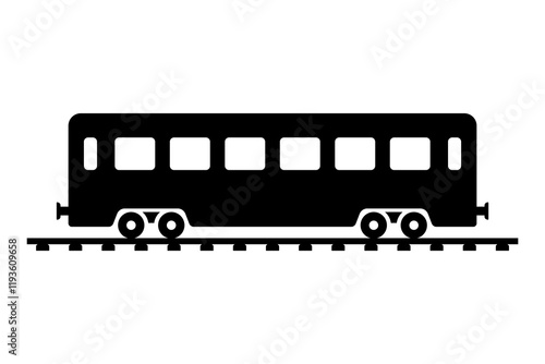 Train carriage icon. Black silhouette. Side view. Vector simple flat graphic illustration. Isolated object on white background. Isolate.