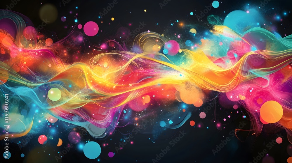 Fototapeta premium Abstract Colorful Waves and Sparkling Lights