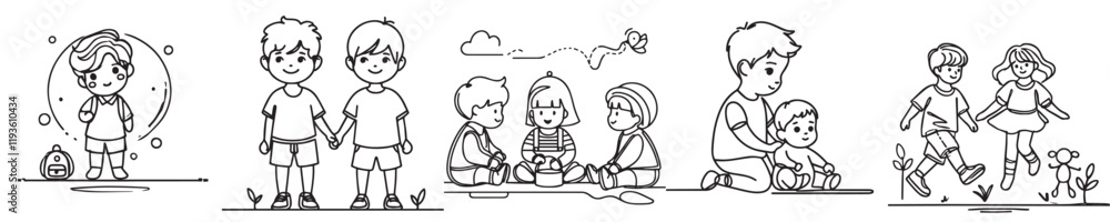 Vector collection of small children playing Vector collection of small children playing