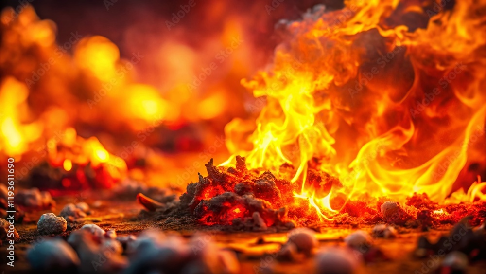 Miniature Fiery Inferno: Dramatic Tilt-Shift Fire and Smoke Background Miniature Fiery Inferno: Dramatic Tilt-Shift Fire and Smoke Background