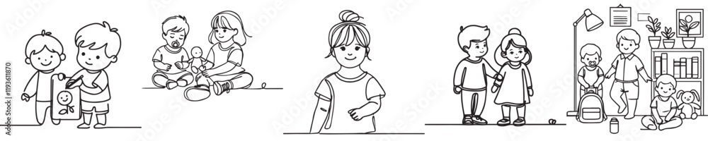 Vector collection of small children playing Vector collection of small children playing