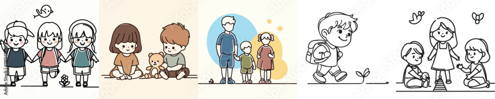 Vector collection of small children playing Vector collection of small children playing