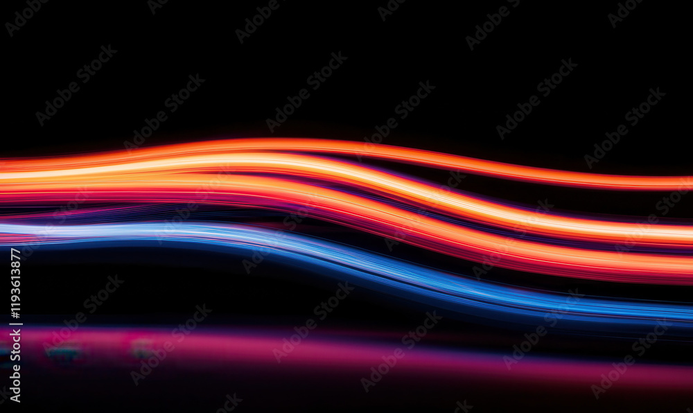 Dynamic Neon Light Streaks in Vibrant Abstract Waves Illustrating Speed and Motion in Futuristic Technology Design Dynamic Neon Light Streaks in Vibrant Abstract Waves Illustrating Speed and Motion in Futuristic Technology Design