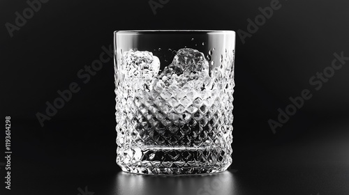 Crystal Glass Filled With Ice Cubes photo