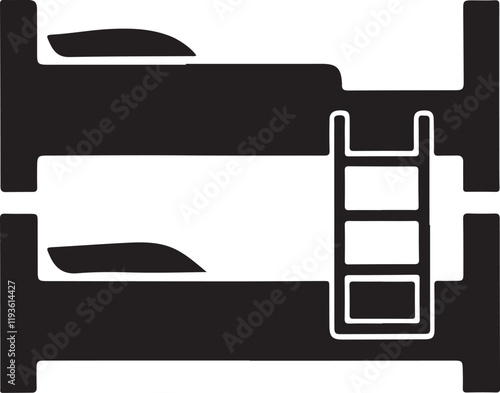  Double Bed silhouette vector with white background