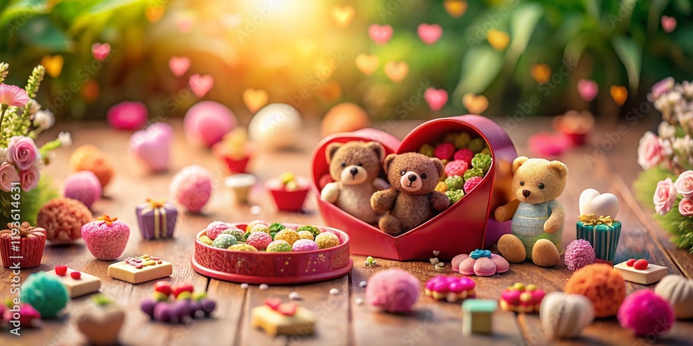 Obraz premium Miniature Valentine's Day Heart Scene: Charming Tilt-Shift Animation