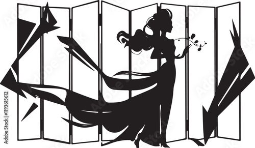 Folding Screen icon silhouette vector with white background