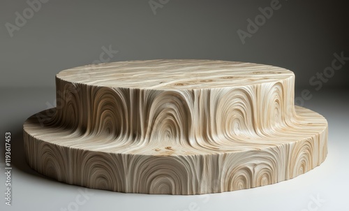 Abstract wood sculpture with flowing patterns photo