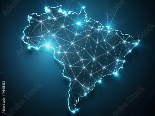 Minimalist Brazil Map Network Connectivity: Digital Infrastructure & Global Communication