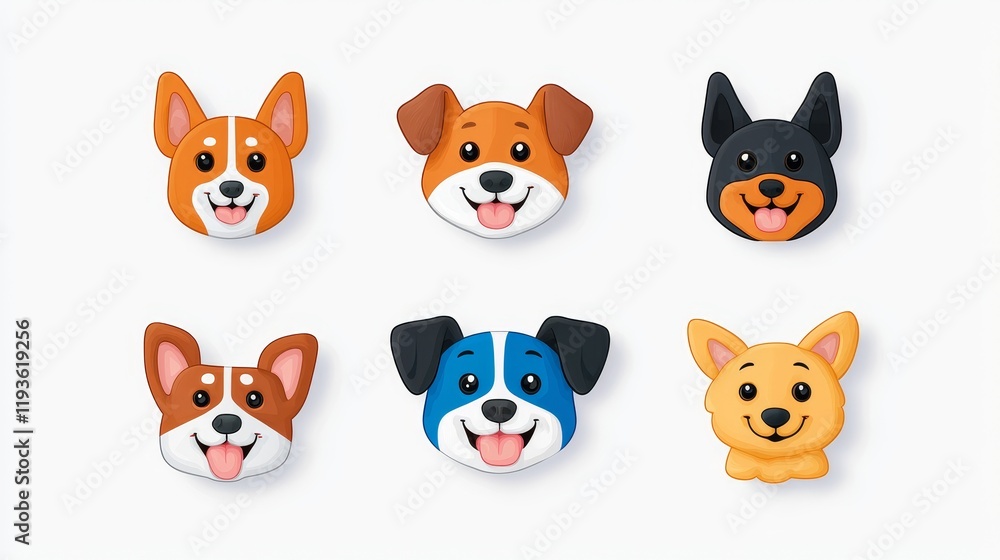 Obraz premium A charming cartoon puppy dog outline, modern in style, set against a white background.