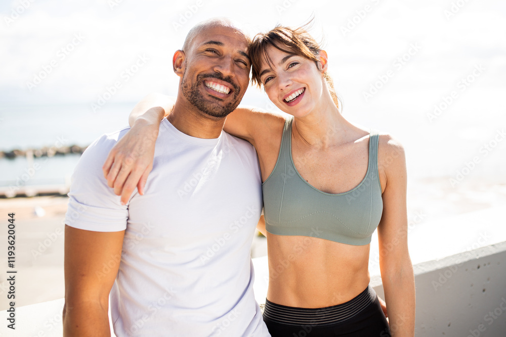 Smiling Fitness Friends by the Beach Smiling Fitness Friends by the Beach
