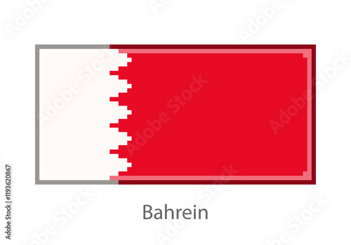 Vector illustration of the Bahrein in pixel art or mosaic style on white background. Collection of flags of the countries of the world.