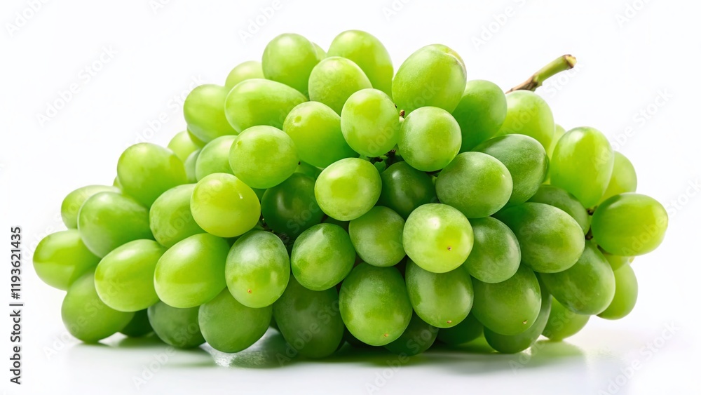 Minimalist Green Grapes on White Background - Fresh Fruit Stock Photo Minimalist Green Grapes on White Background - Fresh Fruit Stock Photo