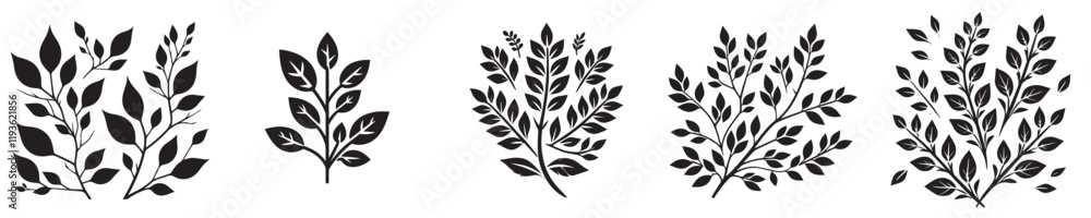 Vector collection of tree leaf silhouettes Vector collection of tree leaf silhouettes