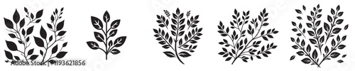 Vector collection of tree leaf silhouettes