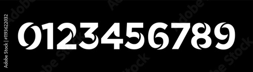 set of numbers collection 0 to 9. Simple and minimalist figure collection in cut off style.