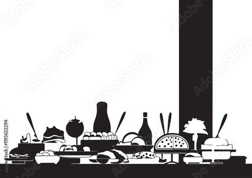 Buffet icon silhouette vector with white background