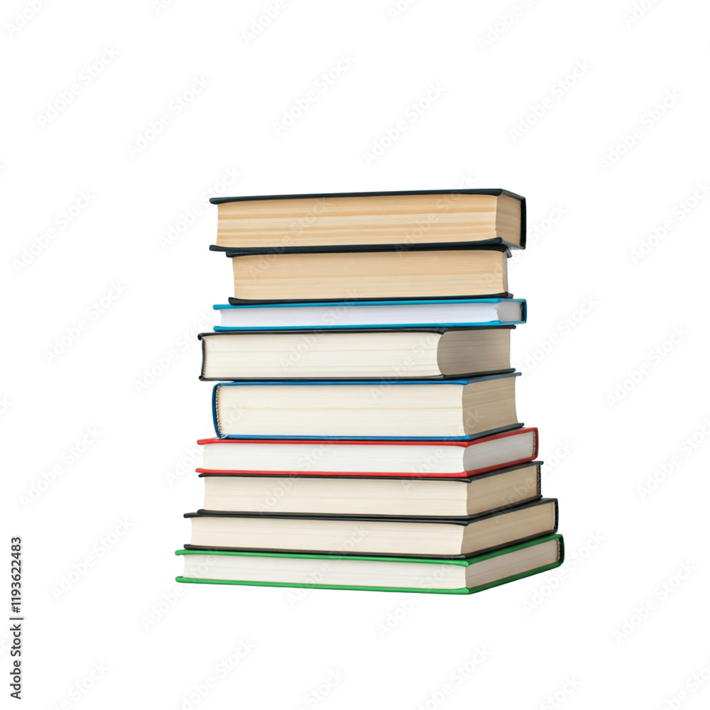 Stack of books stacked on top of each other, transparent background. Stack of books stacked on top of each other, transparent background.