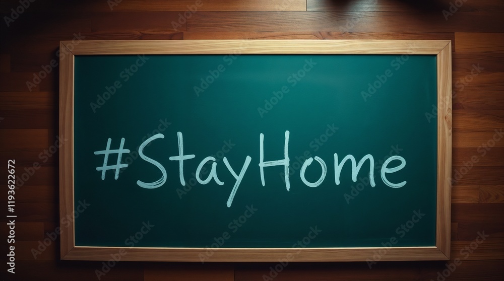 Fototapeta premium hashtag stayhome text on a green chalkboard