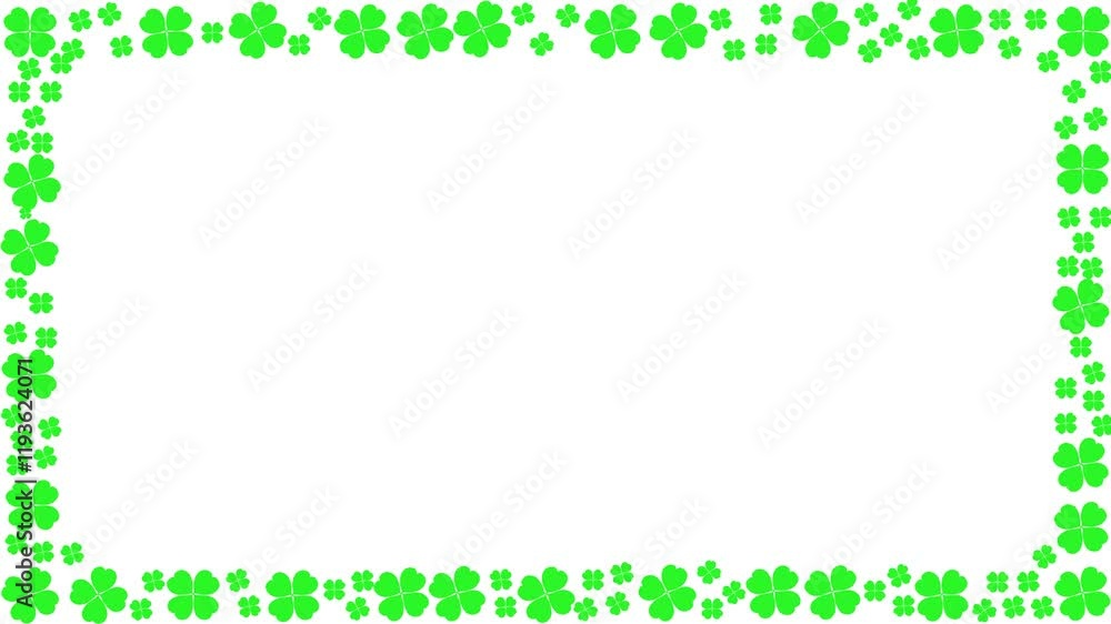 Green animated four leaf clover. Symbol of good luck and fortune. Happy St. Patrick's Day Green animated four leaf clover. Symbol of good luck and fortune. Happy St. Patrick's Day