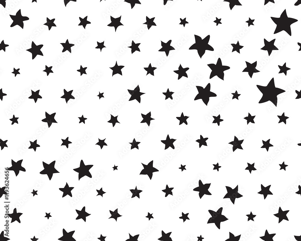Black stars, random sizes, seamless pattern digital clipart Black stars, random sizes, seamless pattern digital clipart