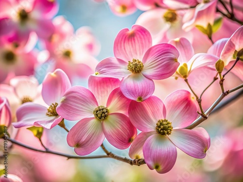 Minimalist Pink Dogwood Blossoms Springtime Floral Photography