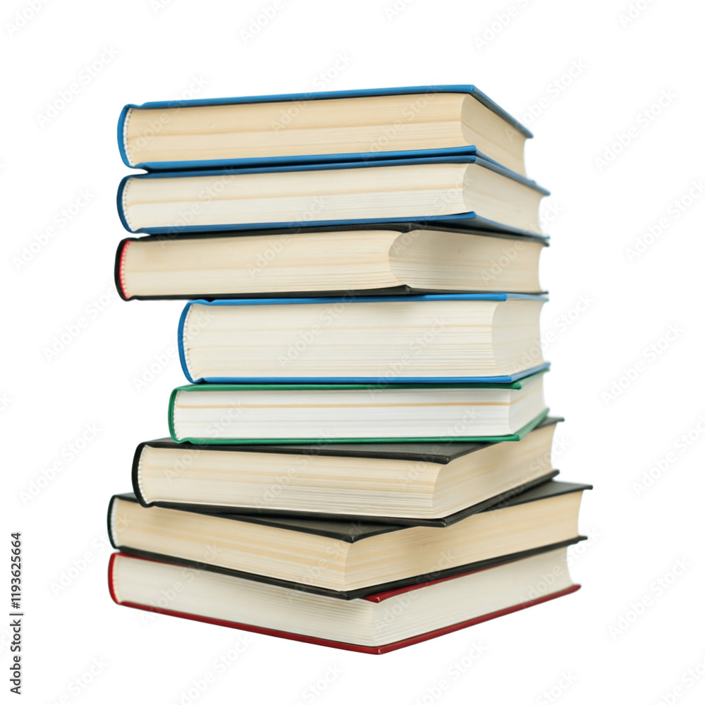 stack of books, Multiple books stacked on top of each other, transparent background. stack of books, Multiple books stacked on top of each other, transparent background.