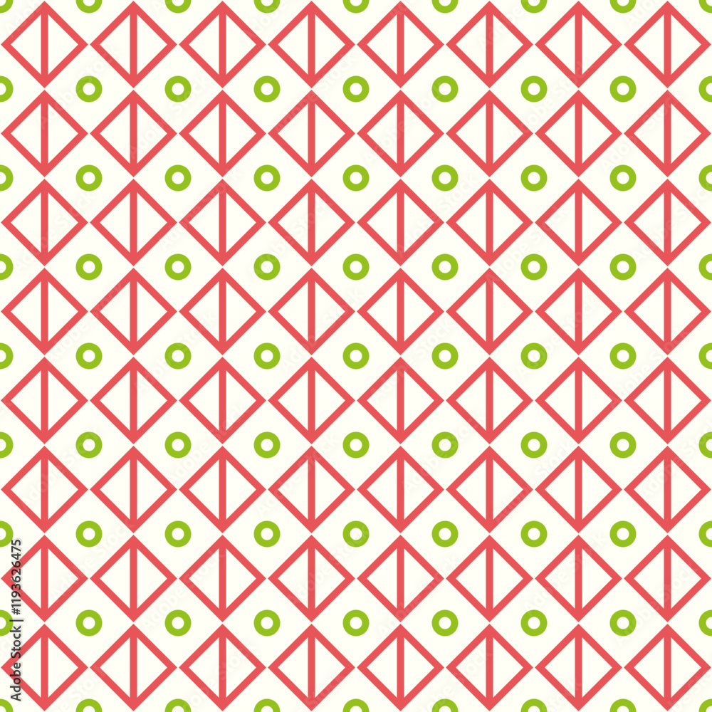 Seamless Geometric Pattern with Diamonds and Circles Seamless Geometric Pattern with Diamonds and Circles