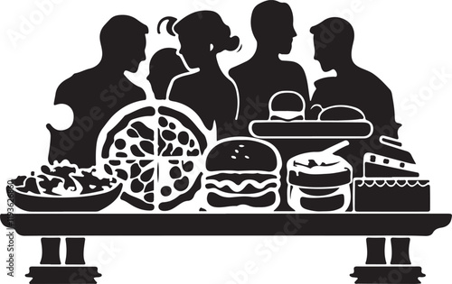 Buffet icon silhouette vector with white background