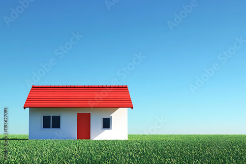 Wallpaper Mural Small house on a green field Torontodigital.ca