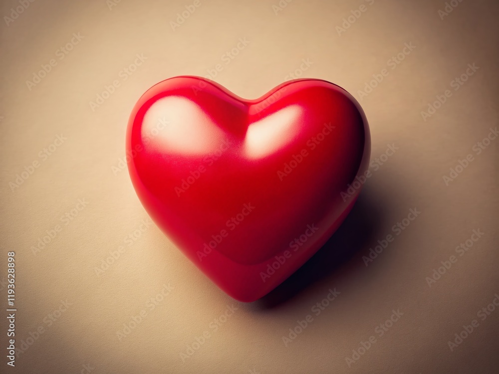 Minimalist Valentine's Day: Red Heart on Neutral Background - Fashion Photography Minimalist Valentine's Day: Red Heart on Neutral Background - Fashion Photography