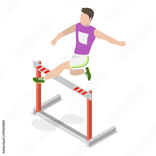 3D Isometric Flat Vector Illustration of Running With Barrier , An Intense Workout Challenge. Item 3