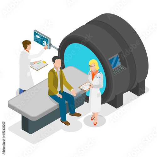 3D Isometric Flat Vector Illustration of Instrumental Diagnostic Methods, MRI Scan, Ultrasound, X-Ray. Item 3