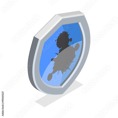 3D Isometric Flat Vector Set of Protection Proof, Signs of Resistance to External Infulence. Item 3
