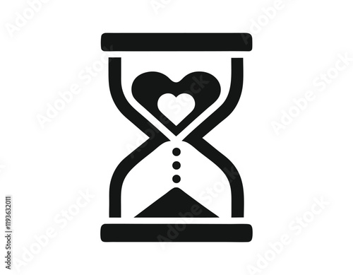 minimalist hourglass illustration featuring a heart, representing the passage of time and affection, ideal for valentine's day or relationship concepts