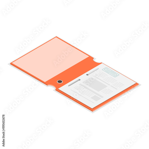 3D Isometric Flat Vector Set of Folders With Files, Business Paperwork. Item 1