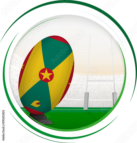 Rugby icon with flag of Grenada. photo