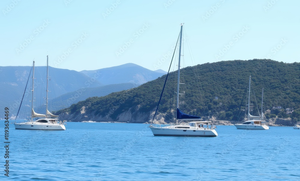 Sailboats on tranquil blue waters Sailboats on tranquil blue waters