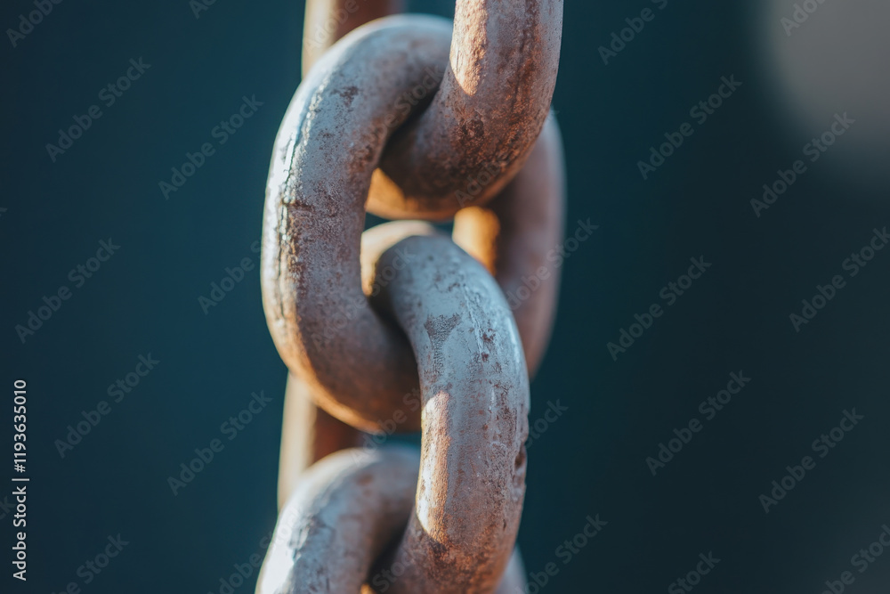 Chains connecting various objects in a rustic setting under natural light Chains connecting various objects in a rustic setting under natural light