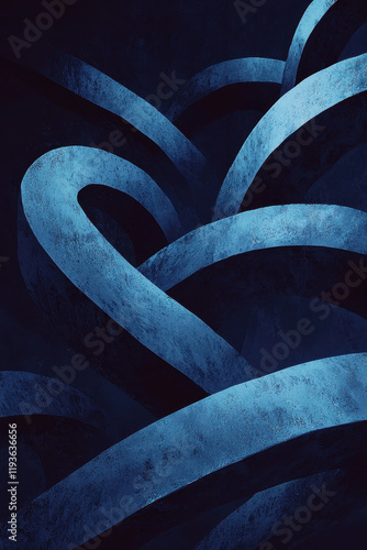 Wallpaper Mural Dynamic Abstract Blue Curves and Textured Design with Dark Aesthetic for Modern Graphic Inspiration Torontodigital.ca