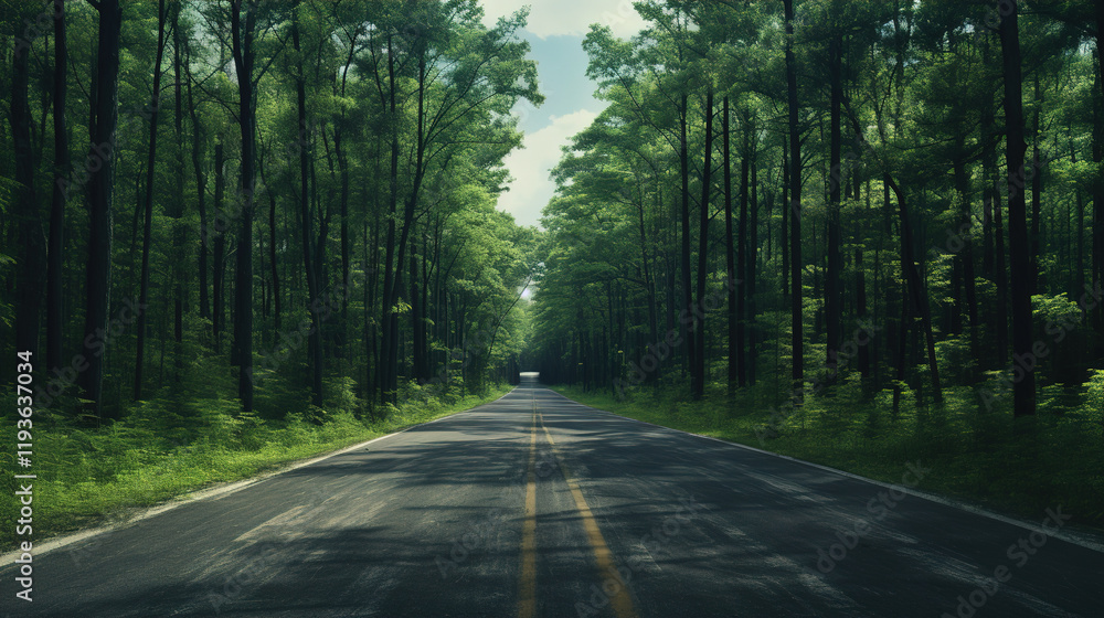 Fototapeta premium Serene Forest Road Landscape