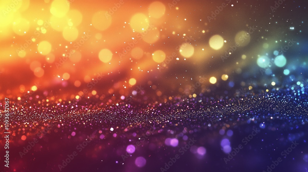 Obraz premium Multicolored Bokeh Lights Transitioning from Warm to Cool Tones Create Rainbow-Like Gradient with Room for Text in Artistic Modern Design