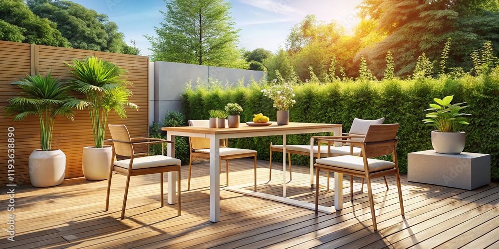 Fototapeta premium Modern Outdoor Patio Furniture: Enjoy Fresh Air with Loved Ones