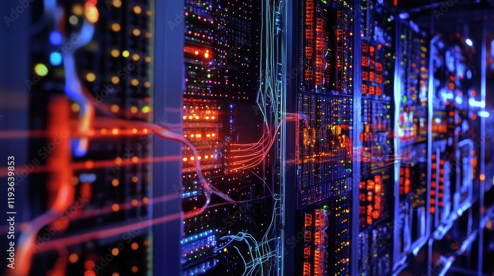 Fototapeta premium Quantum computing and bioinformatics collaboration, where quantum algorithms enhance data analysis for understanding genetic diseases and mutations