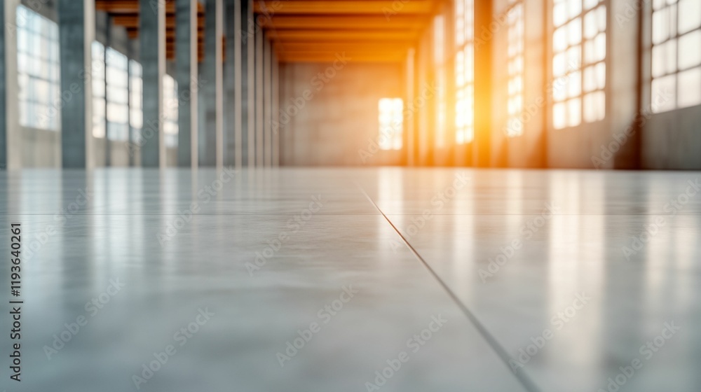 Large room with a lot of windows and a long hallway Large room with a lot of windows and a long hallway