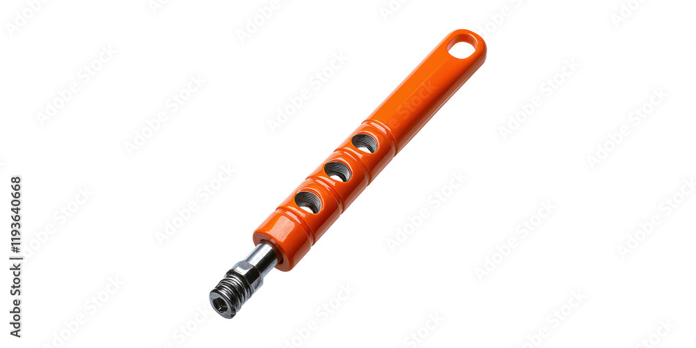 Orange tool handle with metal attachment isolated on transparent background Orange tool handle with metal attachment isolated on transparent background