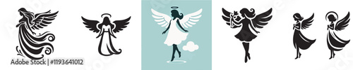Vector collection of little fairy silhouettes