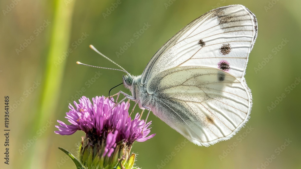 White butterfly on purple flower. White butterfly on purple flower.