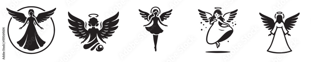 Vector collection of little fairy silhouettes Vector collection of little fairy silhouettes
