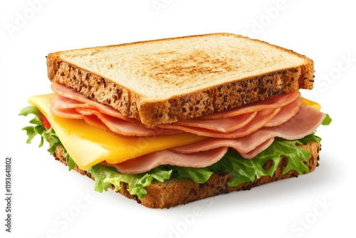 Toasted Ham & Cheese Delight - Grilled Sandwich with Savory Swiss and Crispy Bread Perfect for Lunch or Snack